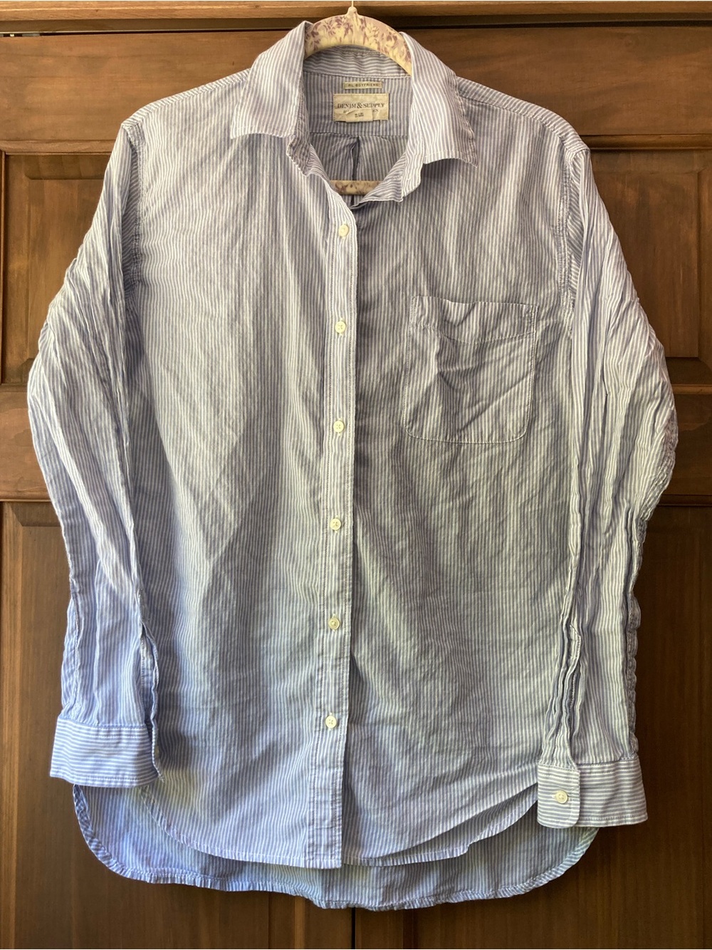 Ralph Lauren Denim & Supply RL Boyfriend Blue & White Striped LS Button-up Large